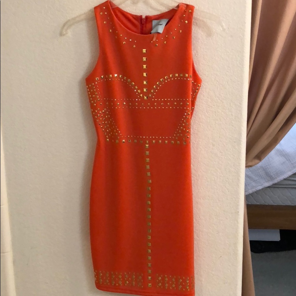 Orange dress with gold embellished studs